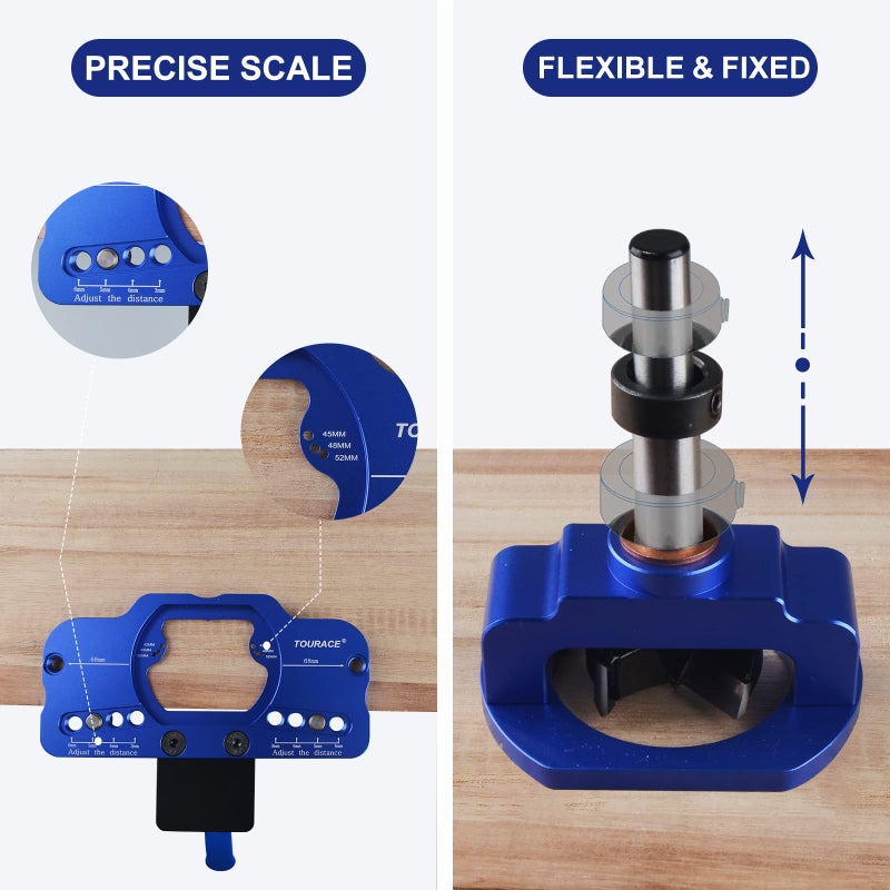 TOURACE Concealed Hinge Jig with Clamp,Made of Aluminum Alloy, Get Professional Results Every Time for Cabinet and Door Installation, 35MM Hole Drilling Guide Locator Suitable for American&European - Image 5